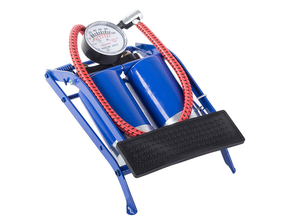 Pompka nożna samochodowa dwa tłoki rower końcówki