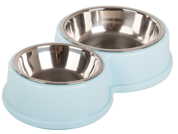 Metal double bowl for dog cat food water