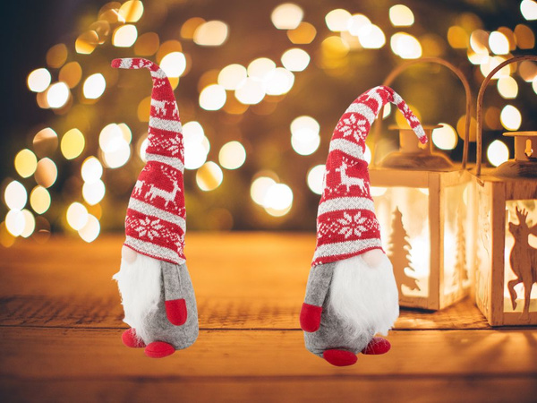 Christmas ghost серый гном с елочной бородой 48 см мягкий