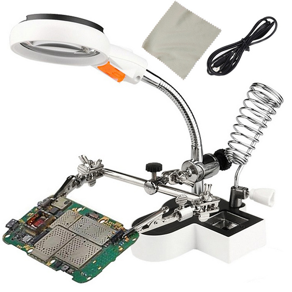 A treia mână de lipit kit lupa titular de sticlă a condus