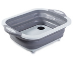 Silicone folding bowl with drain board sink