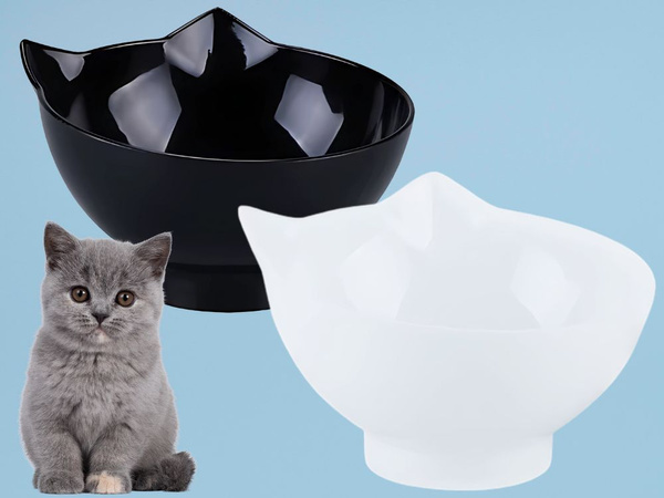 Miska podwójna dla psa kota plastikowa miski komplet na karmę wodę 2x400ml