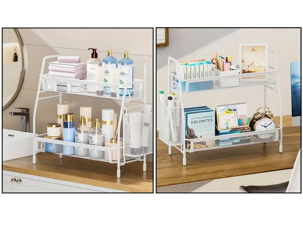 Kitchen shelf loft kitchen organiser two-storey stand with basket