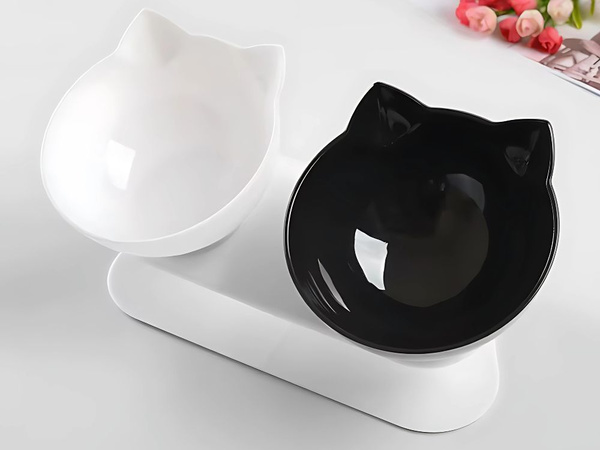 Doppelnapf für hund katze plastiknäpfe set für futter wasser 2x400ml
