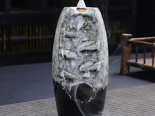 Scented ceramic fireplace waterfall incense aromatherapy + 10 wicks