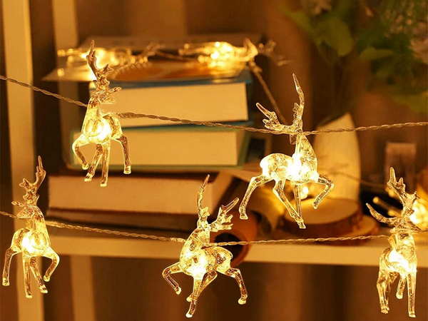 Vianočné osvetlenie sobí veniec 10 viedol s trblietkami pre vianočný stromček