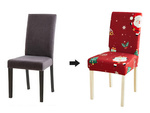 Husă pentru scaun de Crăciun, decorativă, universală, Moș Crăciun, cu bandă elastică