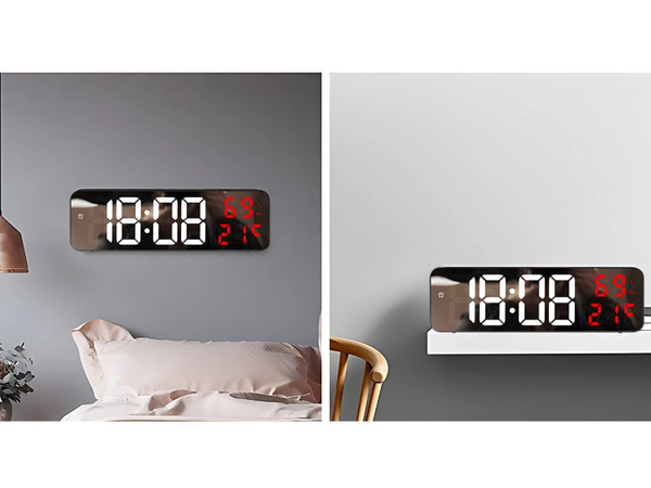 Reloj electronico digital led despertador termometro espejo de pie pilas usb