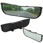 Car rear-view mirror, panoramic, with anti-reflective clips