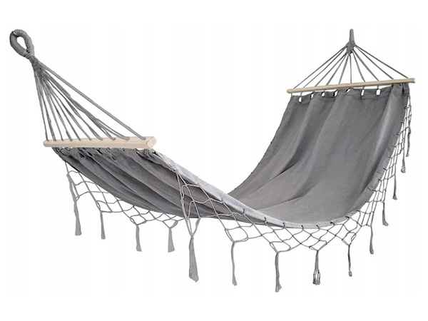 Garten hängematte tourist grau quaste schaukel boho tasche 200 x 100cm