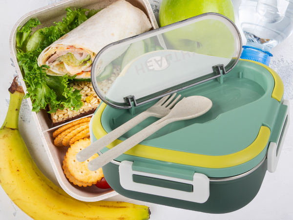 Breakfast box with compartments cutlery container lunchbox for microwave 1000ml