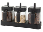 Glass spice containers with food spoon set of 3 pieces