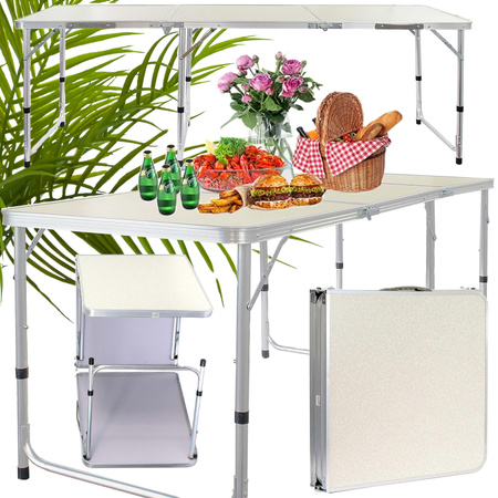 Table de voyage pliante table de jardin de camping grande 180x60 valise