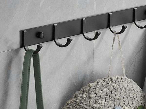 Wall clothes rack for hallway bathroom 5 hooks