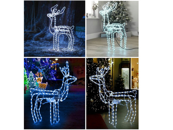 Reno luminoso 216 led decoración navideña con cabeza móvil gran jardín