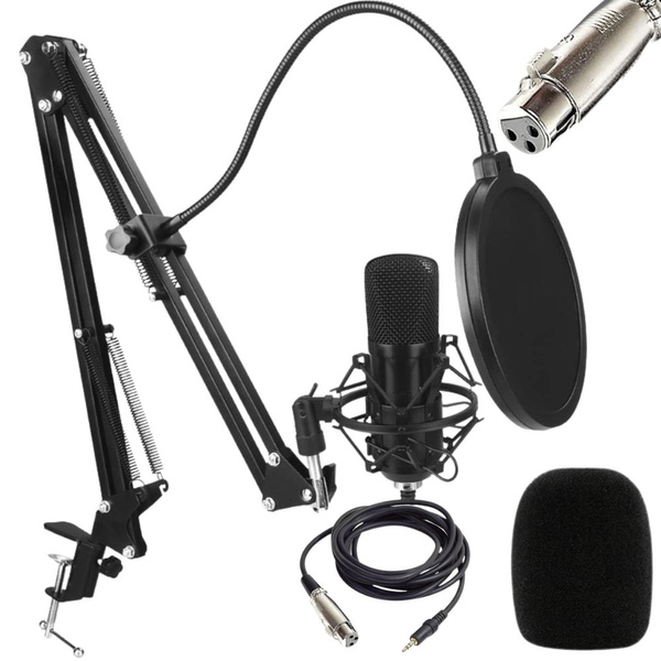 Studio mikrofon xlr kapacitivni set tripod pop filter kardioid
