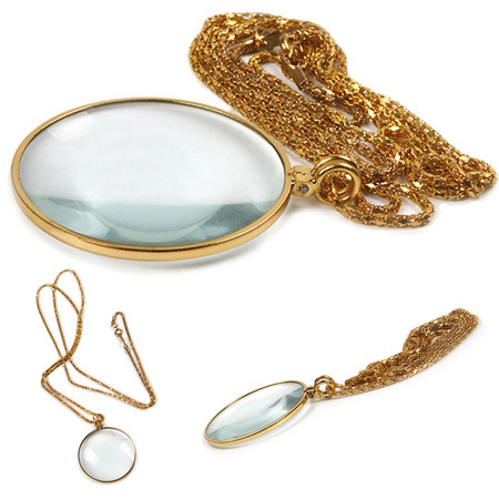 Skaitomasis stiklas su auksiniu kakleliu 5x elegant