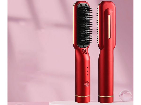 Hair straightener brush 2in1 electric cordless