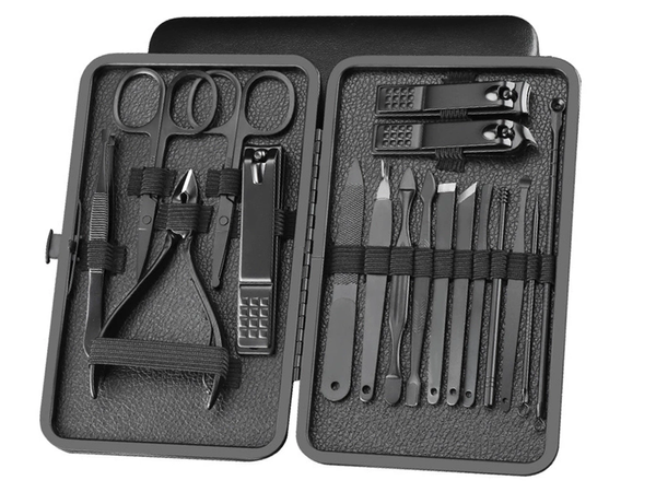 Zestaw do paznokci przybornik manicure pedicure etui cążki 18 elementów
