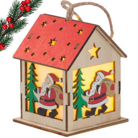 Wooden hanging christmas tree lantern lighting christmas decoration mickey