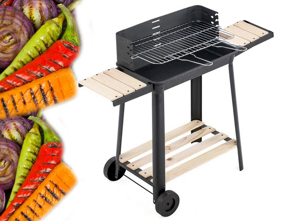 Vrtni žar veliko oglje bbq nastavljiva rešetka police kolesa prenosni