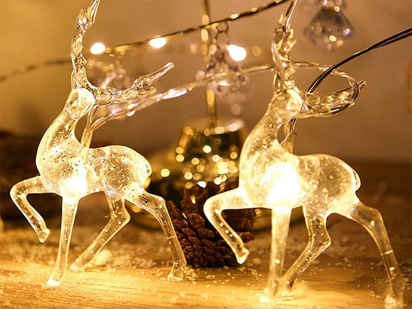 Christmas lights reindeer garland 10 led with glitter for christmas tree