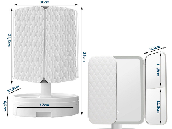 Make-up zrkadlo viedlo kozmetické osvetlené skladacie zväčšovacie zrkadlo