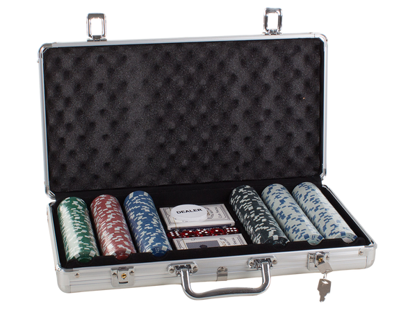 Texas poker set 300 fichas 2 barajas estuche
