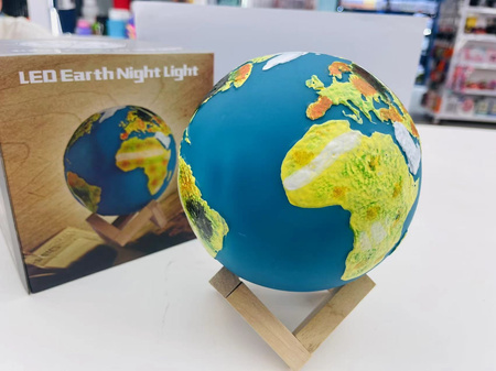 Noční lampka globus 3d rgb globe light s dálkovým ovladačem 20 režimů dotyk pro děti