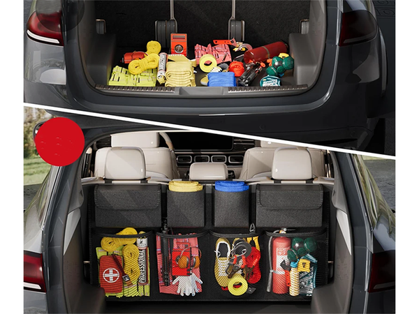 Car seat backrest organiser with pockets