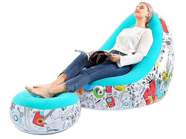 Vrtni fotelj lounger napihljiv plaža pouf podnožje udobno