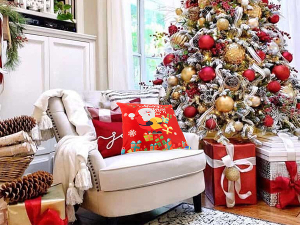 Housse de coussin de noël 45x45 pour noël cadeaux mickey de noël