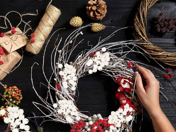 Fagyasztott fehér karácsonyi dekoráció 5 db