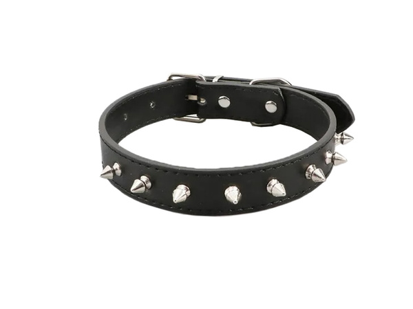 Nietenhalsband öko-leder verstellbar l
