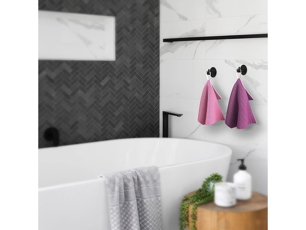 Ühe konksuga ümmargune rätikukang isekleepuv must teras