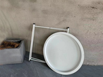 Stolik okrągły kawowy metalowy składany z tacą na taras balkon loft biały
