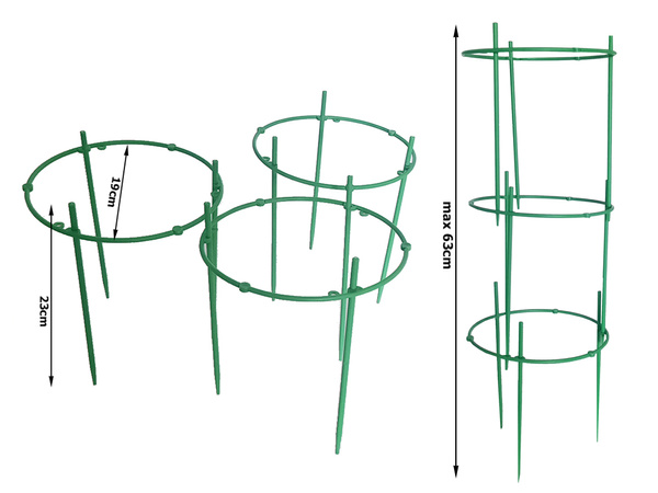 Support pour plantes en pot 3 anneaux rond de jardin
