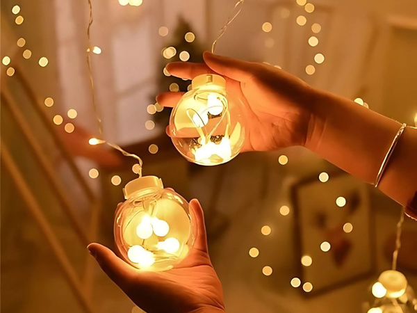 Lichter vorhang festliche girlande kugel dekoration 138 led warm farbe ip44