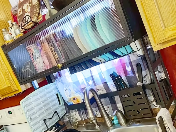 Séchoir à vaisselle, assiettes et couverts grand égouttoir armoire de rangement 65 cm