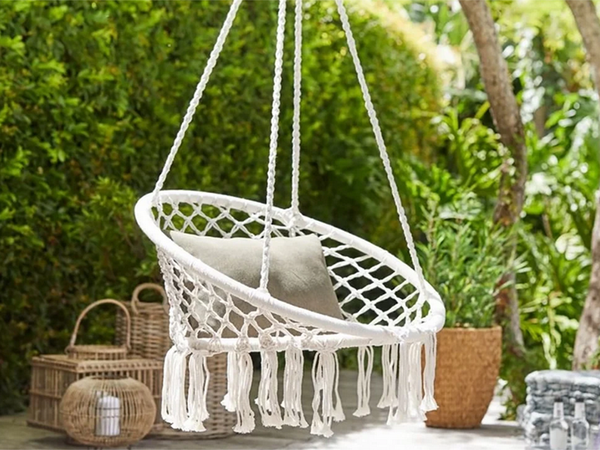 Huśtawka ogrodowa bocianie gniazdo fotel wiszący krzesło boho 80cm