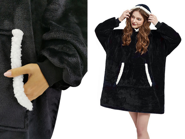 Cald hanorac oversize pătură xxl 2in1 blană groasă moale hooded halat