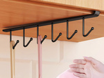 Kitchen hanging rack black metal 6 hooks for utensils hooks