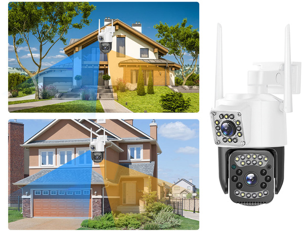 Kamera z dwoma obiektywami wifi zewnętrzna obrotowa wifi detektor ruchu ip