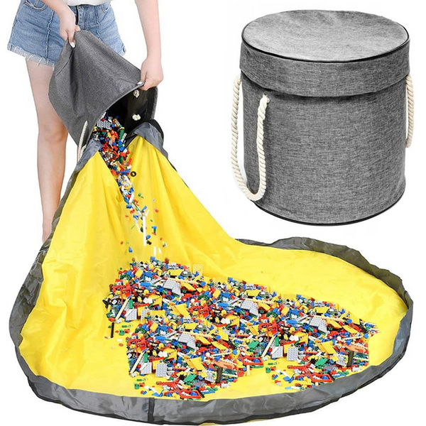 Coș de jucărie blocuri cu sac organizator mat coș de jucărie cu capac mânere
