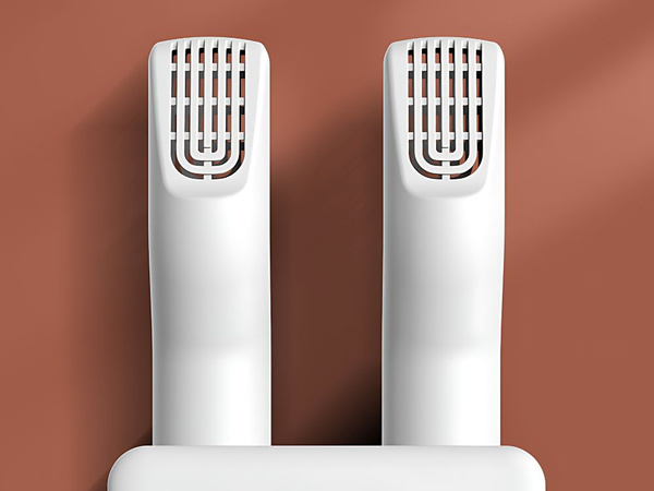 Wall-mounted shoe dryer with adhesive strips for intensive quick drying