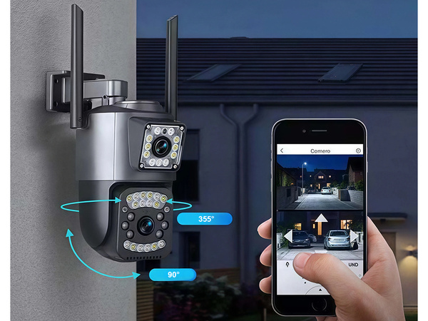 Caméra à deux objectifs wifi extérieure rotative wifi détecteur de mouvement ip