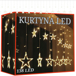 Csillag füzér fények fény függöny 138 led kültéri meleg színű