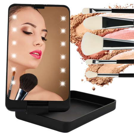 Led-illuminated cosmetic mirror for make-up, foldable travel mirror