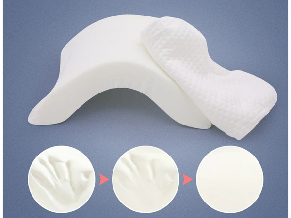 Ortopedický polštář s průramkem na spaní s pamětí bílý oblouk