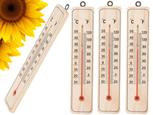 Häusliches holz-innen-aussenthermometer